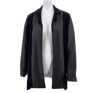 Chicos Travelers Black Textured Wet Look Slinky Open Front Cardigan Shirt Sz 1 M